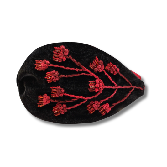 Pomegranate Black Velvet, Stylish Handmade Women’s Headband – Trendy Fashion Hair Accessory