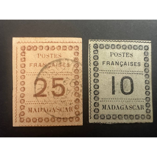 Madagascar Postage Stamps – 10c & 25c Issues (1891, Used)