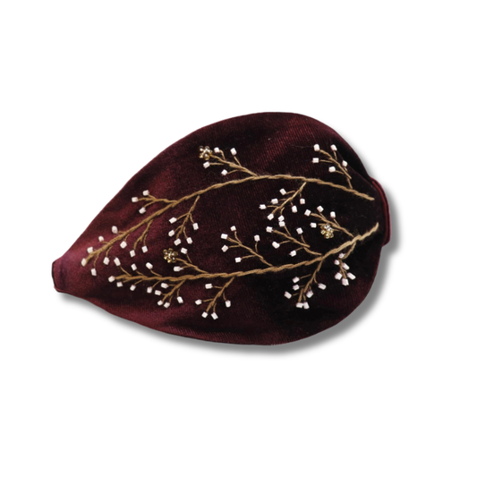 Wine Blossom Velvet,Stylish Handmade Women’s Headband – Trendy Fashion Hair Accessory