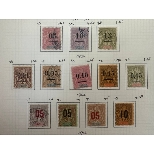 Madagascar Postage Stamps – Mixed Lot (1902–1912, Mint & Used)