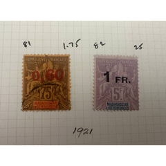 Madagascar Tax & Postal Stamps – 7 Piece Lot (1921 & 1896 Issues)