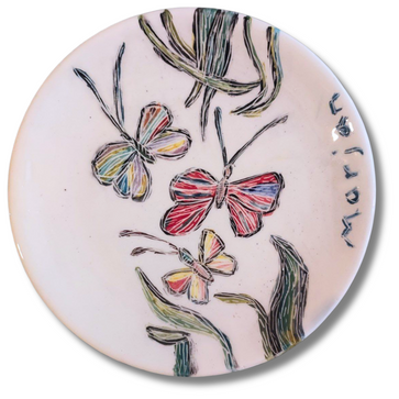 Flower & Butterfly (Hand Painted Plate)