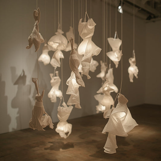 Eva Hesse Sculpture: Organic, hanging latex forms showing the tactile side of Post-Minimalism.