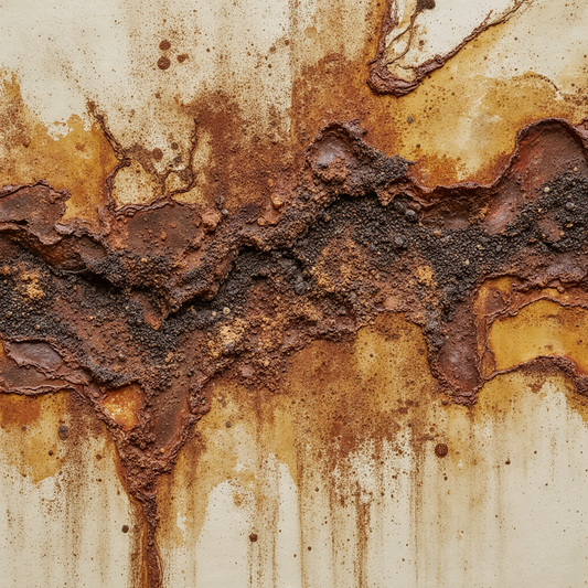 An abstract, heavily textured canvas, evoking raw emotion with chaotic geometric patterns and mixed media layers, capturing the essence of Outsider Art's visceral aesthetic.