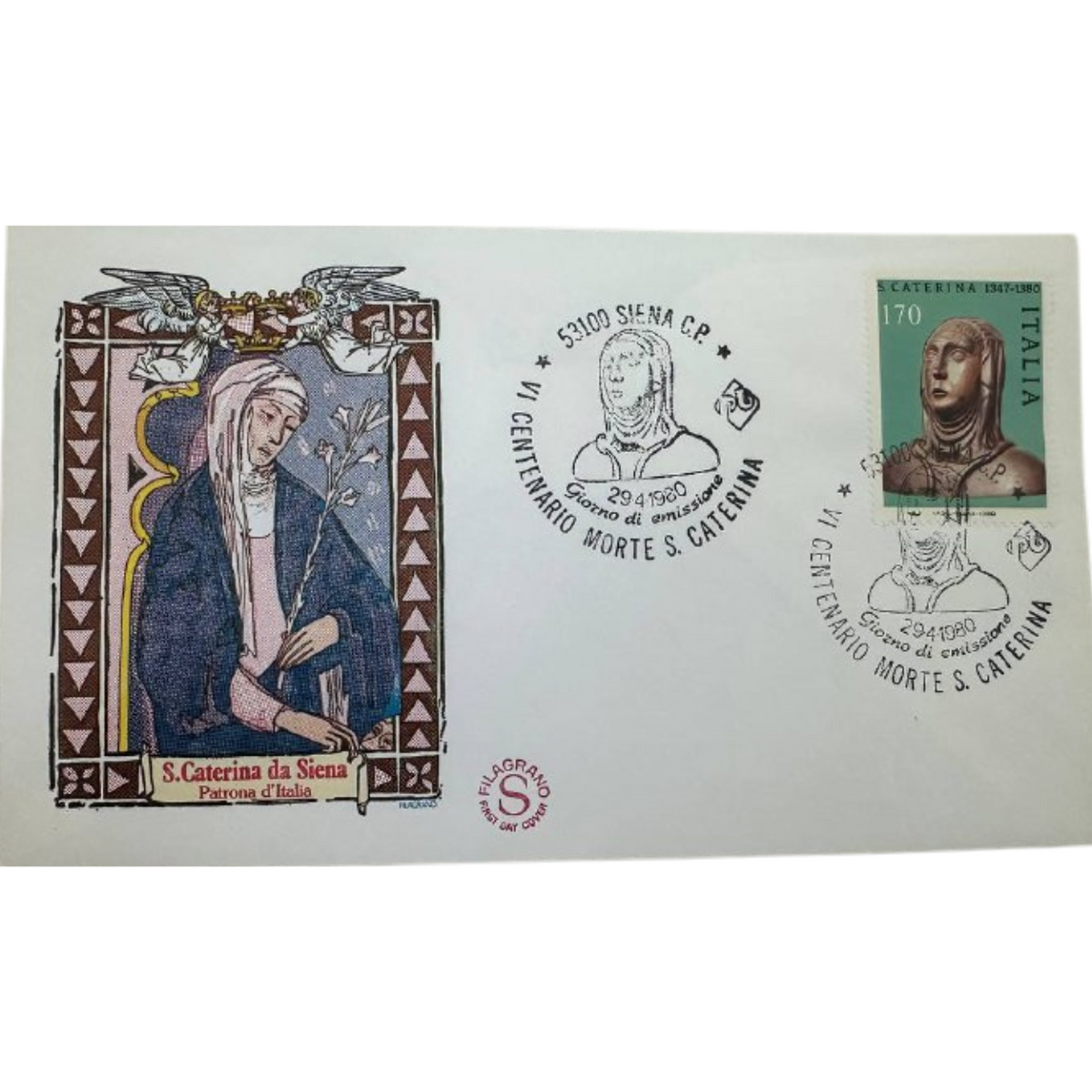 Italy First Day Cover – VI Centenario della Morte di Santa Caterina da Siena – 1980