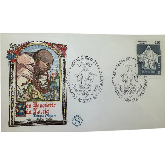 Italy First Day Cover – XV Centenario Nascita San Benedetto da Norcia – 1980
