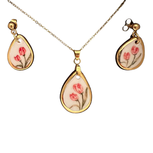 Floral Drop Necklace &amp; Earrings Set