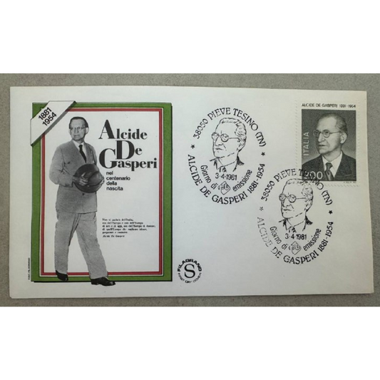Italy First Day Cover – Centenary of Birth of Alcide De Gasperi (1881–1954)