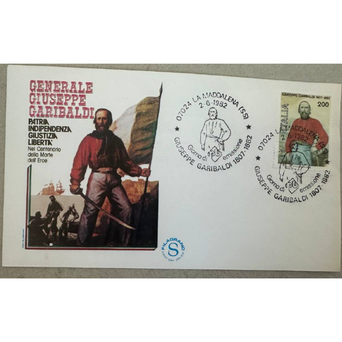 Italy First Day Cover – Centenary of Giuseppe Garibaldi’s Death 1982