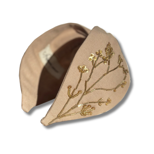 Golden Headband,Stylish Boho Handmade Headband – Artistic Women’s Hair Accessory