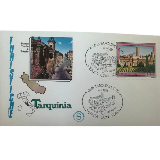 Italy First Day Cover – Veduta con Torri, Tarquinia 1981