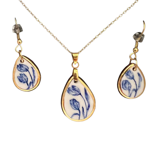 Floral Drop Necklace &amp; Earrings Set