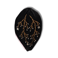 Black Blossom Velvet Headband, Handmade Stylish Hairband – Fashion Statement Piece for Women
