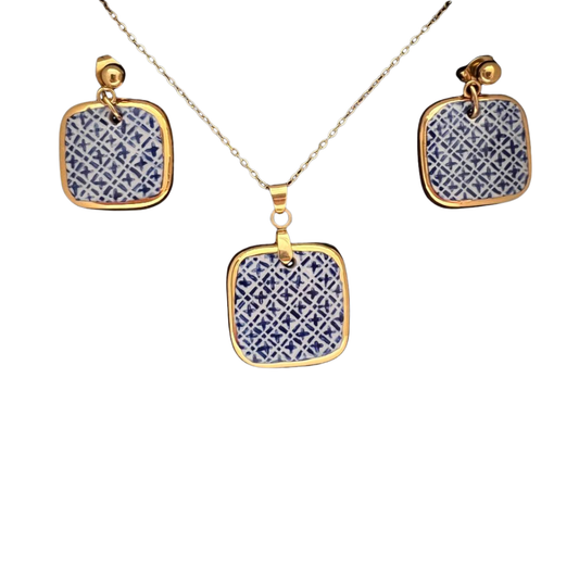 Blue Mosaic Enamel Set