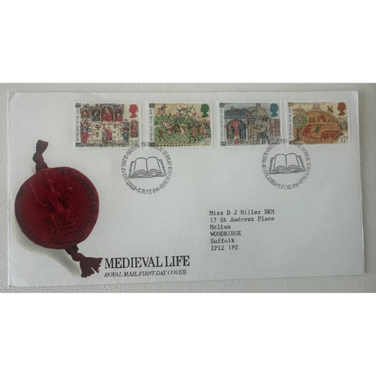Great Britain – First Day Cover, Medieval Life (Domesday Book 1086)