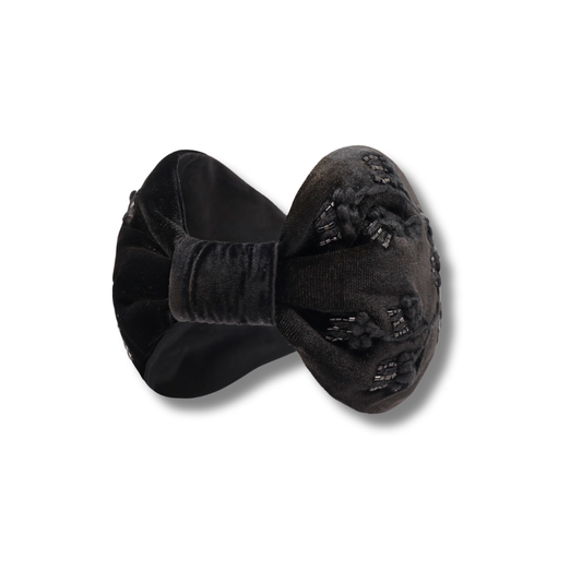 Monochrome Black Velvet,Unique Handmade Women’s Headband – Trendy, Modern & Elegant Style
