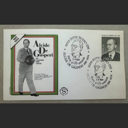 Italy First Day Cover – Centenary of Birth of Alcide De Gasperi (1881–1954)