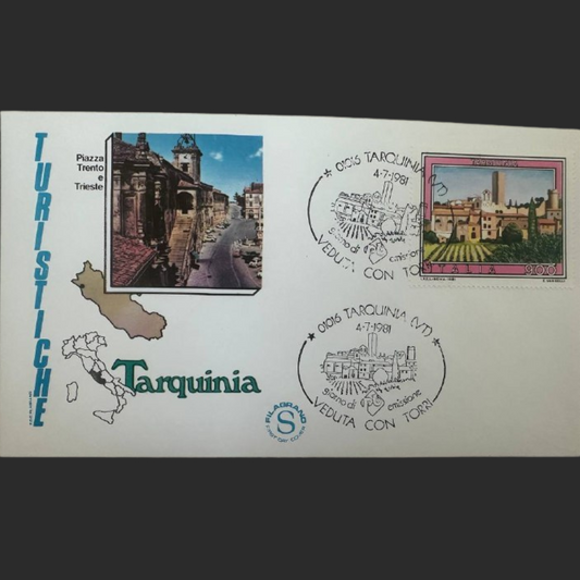 Italy First Day Cover – Veduta con Torri, Tarquinia 1981