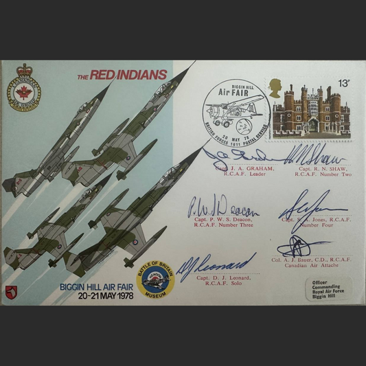 Title: Biggin Hill Air Fair – RCAF "Red Indians" Signed Cover (1978)