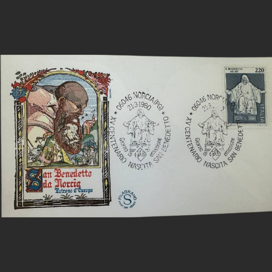 Italy First Day Cover – XV Centenario Nascita San Benedetto da Norcia – 1980
