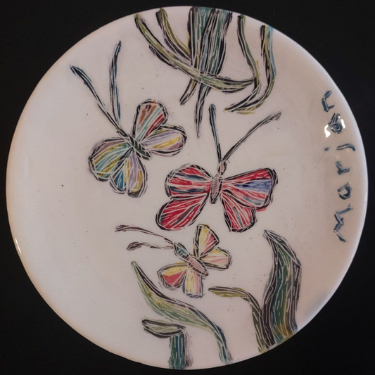 Flower & Butterfly (Hand Painted Plate)